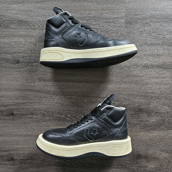 Converse Rick Owens x DRKSHDW TURBOPN Black  Leather High Trainers Mens Size 8.5 - Picture 5 of 11